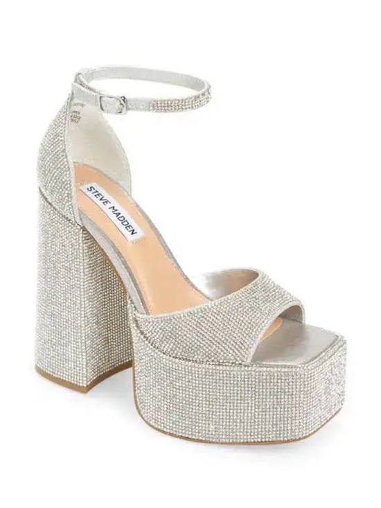 Steve Madden Shoes - Steve Madden Kassiani Silver Crystal Platform Sandals size 7